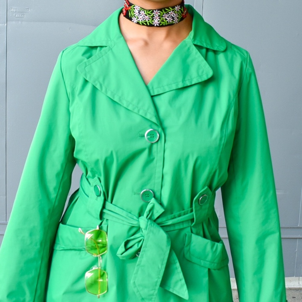 Faded Glory Green Trench Coat sz M - Picture 15 of 15